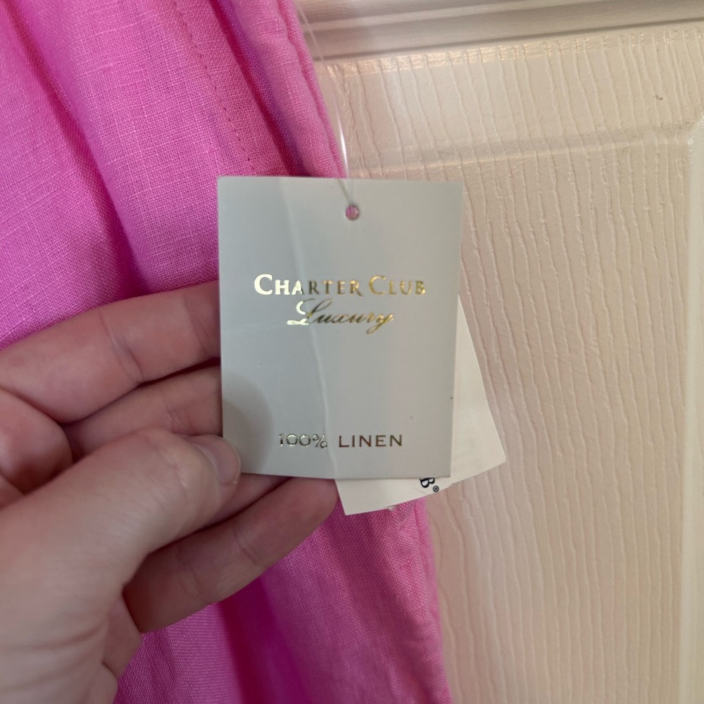 Charter Club Pink Wide Leg Linen Pants - Picture 4 of 5